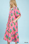 Umgee Floral Print Midi Dress