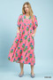 Umgee Floral Print Midi Dress
