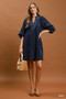 Umgee Corduroy V-Neck Puff Sleeve Shift Dress with Pockets