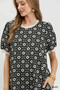 Umgee Floral Textured Puff Sleeve Mini Dress