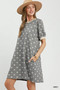 Umgee Floral Textured Puff Sleeve Mini Dress