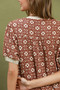 Umgee Floral Textured Puff Sleeve Mini Dress