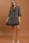 Umgee Mix Geometric Print V-Neck Tassel Detail Tunic Dress