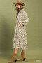 Umgee Linen Botanical Print Tiered Midi Dress
