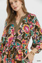 Umgee Abstract Print Embroidered Belted Midi Dress