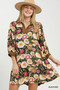 Umgee Mix Floral Contrast Trim Shift Mini Dress