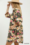 Umgee Mix Floral Contrast Trim Shift Mini Dress