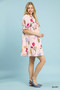 Umgee Multi Flower Print V-Neck Dress