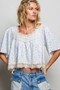 POL Floral Print Lace Trim Blouse