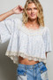 POL Floral Print Lace Trim Blouse