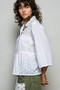POL Tonal Dot Weave Textured Button Front Shirt