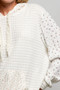 POL Mixed Knit Contrast Print Sleeve Hoodie with Kangaroo Pocket