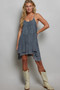 POL Embroidered Adjustable Strap Mini Dress