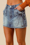 SO ME Bow Knot Pocket Denim Mini Skirt