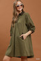 Umgee V-Neck Shift Dress with Contrast Trim