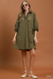 Umgee V-Neck Shift Dress with Contrast Trim