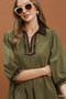 Umgee V-Neck Shift Dress with Contrast Trim