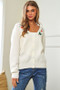 Davi & Dani Flower Embroidered Button Up Long Sleeve Cardigan