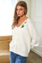 Davi & Dani Flower Embroidered Button Up Long Sleeve Cardigan