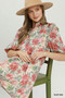 Umgee Mix Floral Print Smocked Cuff Mini Dress