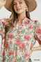 Umgee Mix Floral Print Smocked Cuff Mini Dress