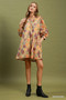 Umgee Mix Floral Print Smocked Cuff Mini Dress
