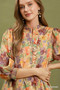 Umgee Mix Floral Print Smocked Cuff Mini Dress
