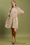 Umgee Floral Textured Jacqaurd V-Neck Dress