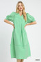 Umgee Striped Puff Sleeve Midi Dress