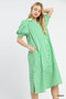 Umgee Striped Puff Sleeve Midi Dress