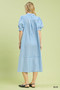 Umgee Striped Puff Sleeve Midi Dress