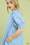 Umgee Striped Puff Sleeve Midi Dress