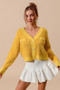SO ME Frayed Tweed Knit Buttoned Front Cardigan