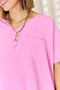 Zenana Texture Short Sleeve Blouse
