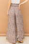 And The Why Printed Smocked Waist Slit Wide Leg Pants
