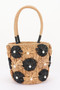 Faux Straw Flower Barrel Clutch