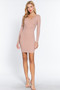 Long Slv V-Neck Mini Rib Dress