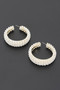 Pearl-Encrusted Open Hoop Earrings