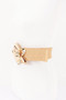 Faux Straw Big Flower Metal Buckle Elastic Belt