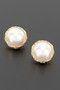 Braided Metal Frame Round Pearl Stud Earrings