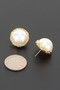 Braided Metal Frame Round Pearl Stud Earrings