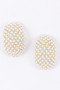 Oval Pearl Rhinestones Stud Earrings 