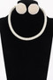 Beaded Choker & Round Stud Earring Set 