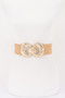 Faux Straw Big Metal Buckle Elastic Belt 