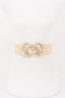 Faux Straw Big Metal Buckle Elastic Belt 