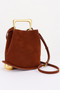 Faux Suede Metal Handle Bag