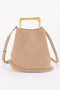 Faux Suede Metal Handle Bag