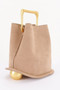 Faux Suede Metal Handle Bag