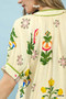 Umgee Botanical Print Contrast Trim Button Blouse