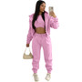 Women'S Fleece Hoodies Hooded Sports Casual Three-Piece Pants Set